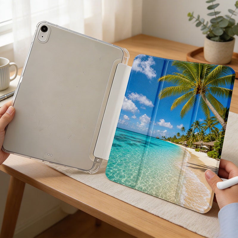 Tablet Case for iPad, Tropical Beach Palm Photo, iPad Case Cover for Mini Air Pro 4 5 6 7 8 9 10 11 12, Suitable for 7.9 8.3 9.7 10.2 10.5 10.9 11 12.9 13 inch Shockproof Anti-Scratch Clear with Stand - Image 3