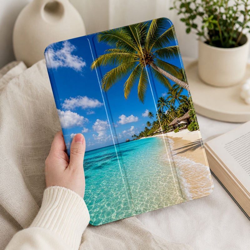 Tablet Case for iPad, Tropical Beach Palm Photo, iPad Case Cover for Mini Air Pro 4 5 6 7 8 9 10 11 12, Suitable for 7.9 8.3 9.7 10.2 10.5 10.9 11 12.9 13 inch Shockproof Anti-Scratch Clear with Stand - Image 4