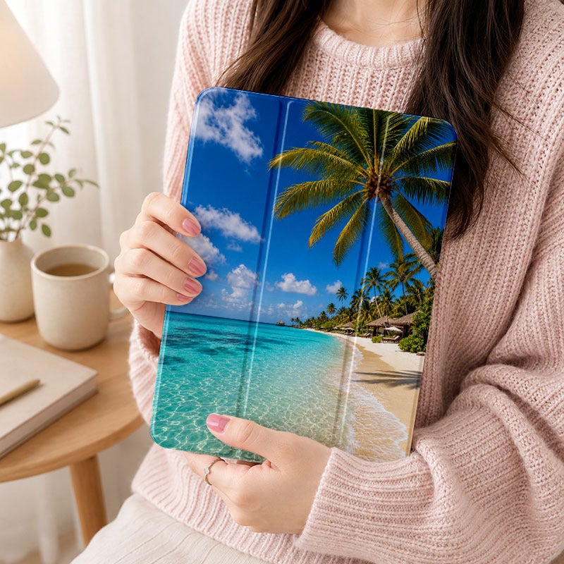 Tablet Case for iPad, Tropical Beach Palm Photo, iPad Case Cover for Mini Air Pro 4 5 6 7 8 9 10 11 12, Suitable for 7.9 8.3 9.7 10.2 10.5 10.9 11 12.9 13 inch Shockproof Anti-Scratch Clear with Stand - Image 5