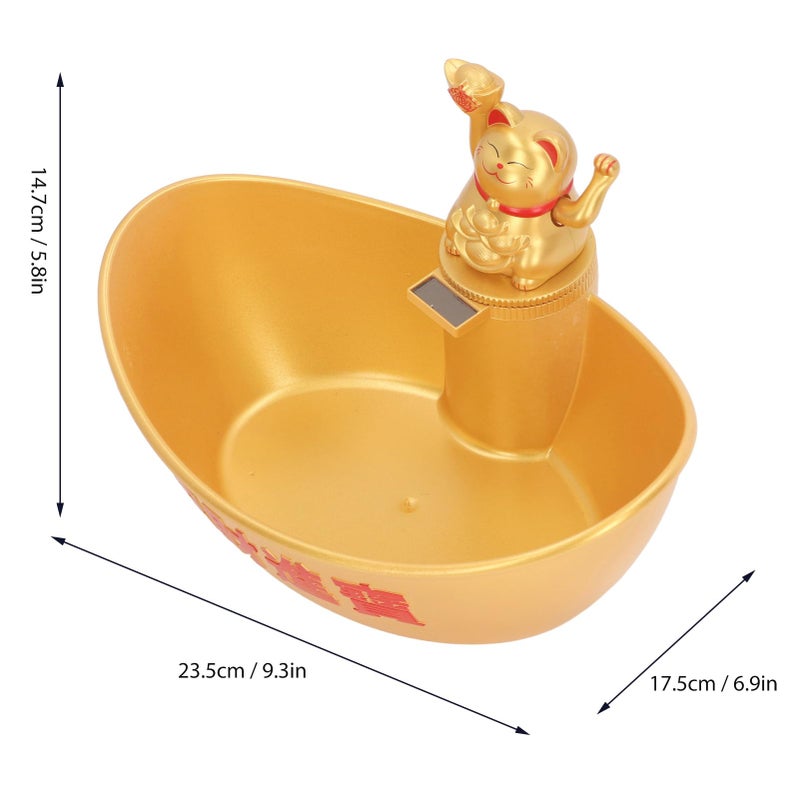 Fortune Cat Statue Candy Dish Key Holder Jewelry Tray Champagne Office Desk Decor - Image 5