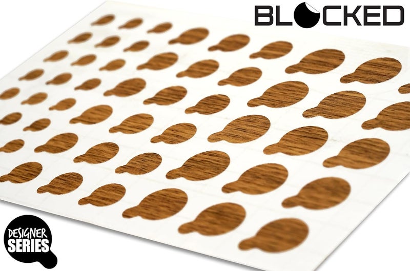 BLOCKED Webcam/Camera Vinyl Covers | 57 Tabbed Low-Tack Restickable Webcam Sticker | 3-Sizes | Wood Grain Textured 57-Pack Tabbed - Image 2