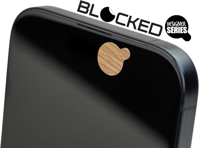 BLOCKED Webcam/Camera Vinyl Covers | 57 Tabbed Low-Tack Restickable Webcam Sticker | 3-Sizes | Wood Grain Textured 57-Pack Tabbed - Image 3