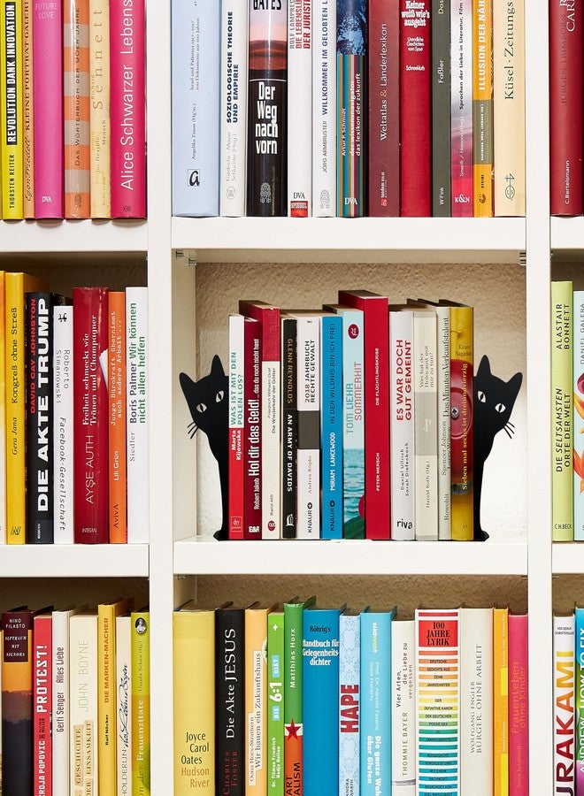 Ecqizer Peeping Cat Metal Bookends Cute Cat Book Ends for Shelves Bookshelf Decorative Objects Home Office Desk Bookshelf Decor Cat Lover Gifts for Women (Black) - Image 3