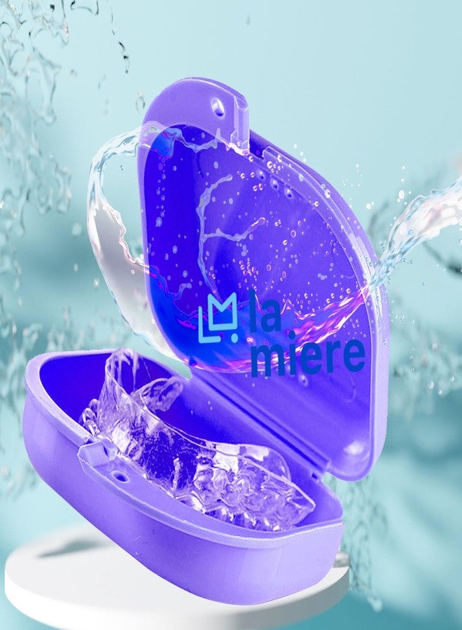 LA MIERE علبة تثبيت تقويم الأسنان من لا ميري مزودة بفتحات تهوية، قطعة واحدة، مزودة بقفل محكم، لون بنفسجي - Image 3