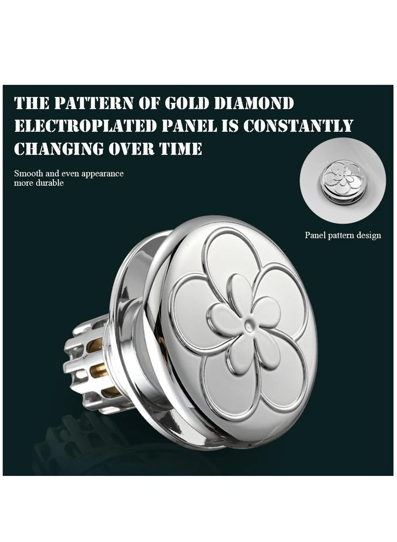 Excefore قابس حوض منبثق، 2 قطع مصفاة تصريف من نوع الضغط، قابل للضغط مع نواة نحاسية مطلية بالكهرباء لإيقاف تسرب الحوض لحوض الغسيل/حوض الحمام، فضي - Image 4