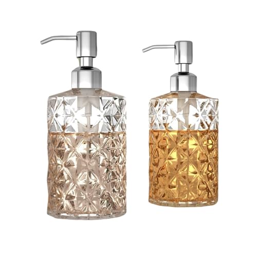Luximal 3'Pack Crystal Glass Soap Dispenser Set (400ml Each) | Refillable Handwash & Sanitizer Bottle with ABS Pump for Bathroom, Kitchen, Sink & Wash Basin - Image 1