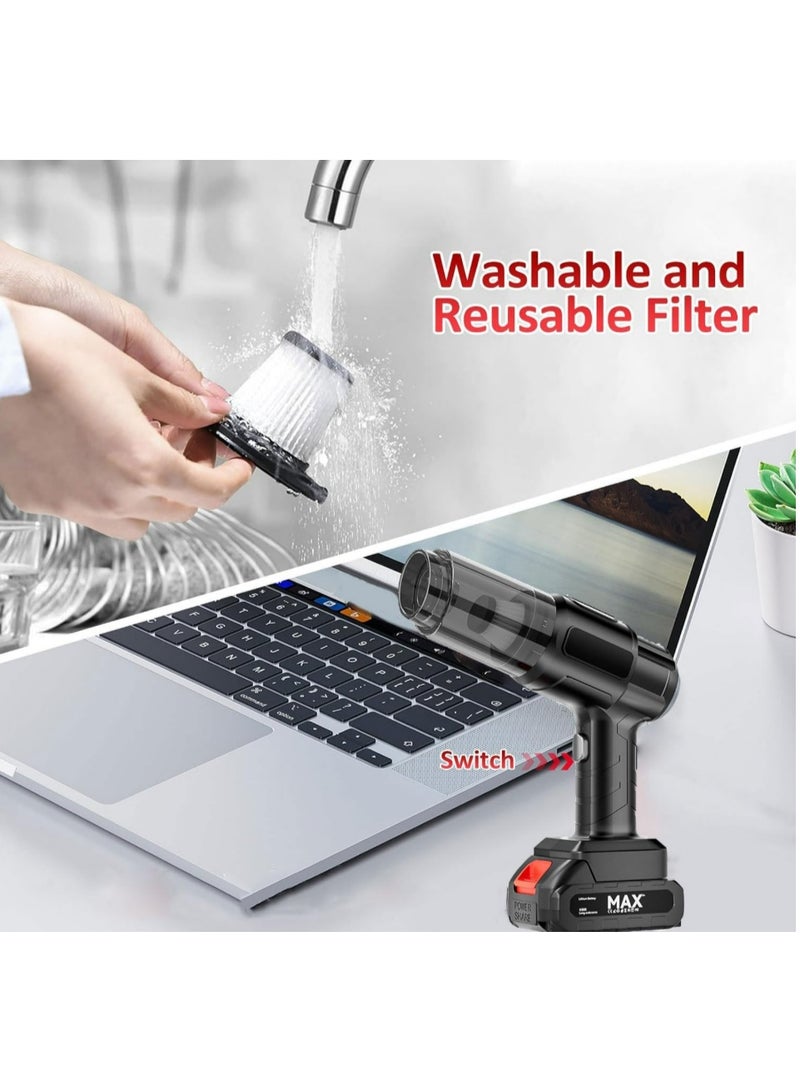 Maxtop Wireless handheld car vacuum cleaner, 3-in-1 portable vacuum, high-power 18000PA car vacuum, cordless vacuum cleaner for car and home, brushless motor handheld vacuum, rechargeable car vacuum, mini handheld vacuum for cars, portable vacuum with blower, long battery life car vacuum, ergonomic cordless vacuum cleaner. - Image 5