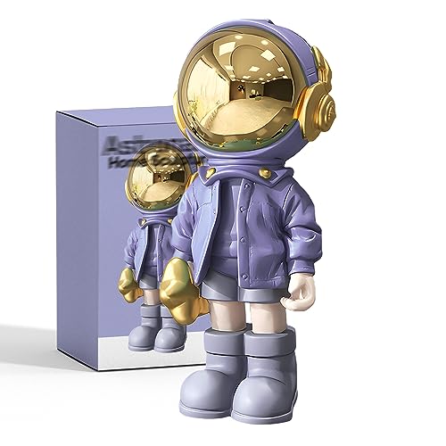 EZ4ENCE Figurine Statue Astronaut Sculpture Spaceman Decor,Sculpture for Home Decor,Arts Purple Shelf Decoration,Cool Metal Mask Table Decor,Large Spaceman Figure Ornament - Image 1