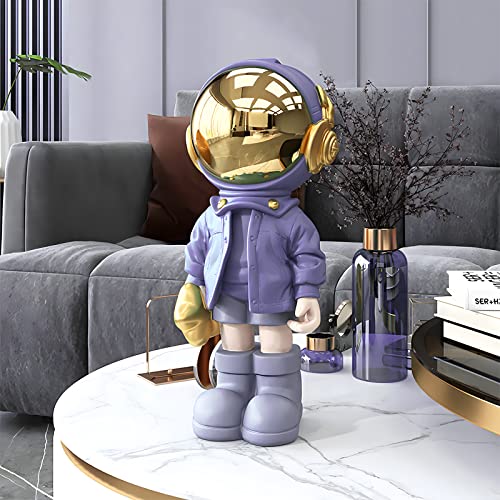 EZ4ENCE Figurine Statue Astronaut Sculpture Spaceman Decor,Sculpture for Home Decor,Arts Purple Shelf Decoration,Cool Metal Mask Table Decor,Large Spaceman Figure Ornament - Image 5