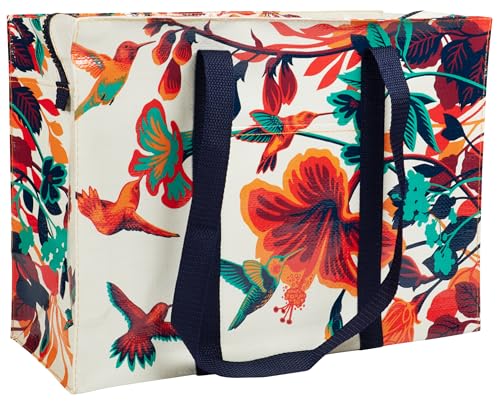 Blue Q Reusable Shoulder Tote Bag Hummingbird Carry Everywhere Bag with a Hefty Zipper Exterior Pocket Reinforced Floor Easy to Clean Spacious Durable Fun Design 95 Recycled Material - Image 1