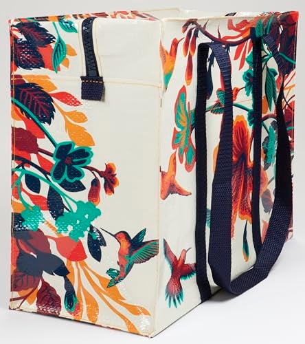 Blue Q Reusable Shoulder Tote Bag Hummingbird Carry Everywhere Bag with a Hefty Zipper Exterior Pocket Reinforced Floor Easy to Clean Spacious Durable Fun Design 95 Recycled Material - Image 3