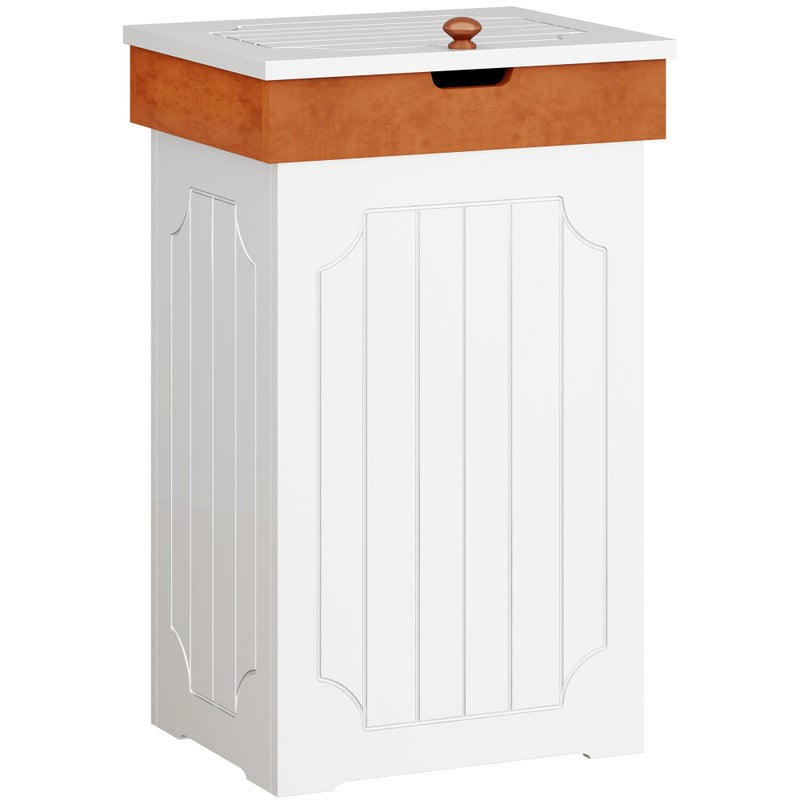 Function Home Trash Can Cabinet, 13 Gallon Kitchen Garbage Can, Wooden Recycling Trash Bin, Dog Proof Trash Can, Trash Cabinet with Lid for Home Kitchen Bathroom, White - Image 1