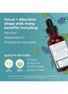 MaryRuth Organics Kids Focus Support Supplement by MaryRuth's, Natural Brain Support Vitamin, Adrenal Complex with Astragalus Root, Gingko Leaf & Wood Betony Herb, 1 Month Supply, 1 Fl Oz  - Image 4