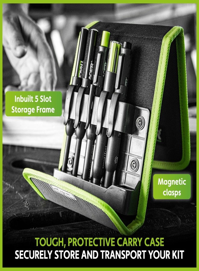 Tracer مجموعة أقلام تحديد البناء Tracer من 5 قطع مع حقيبة تخزين - قلم رصاص للنجار، 2 قلم تحديد ذو رأس طويل، قلم تحديد مانع للانسداد وموزع رصاص بديل - Image 3