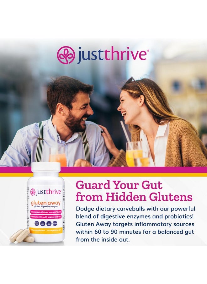 Just Thrive - Just Thrive Gluten Away - Vegan Digestive Enzymes for Digestion - Probiotic Support for Trace Gluten, 60 Capsules - Image 1