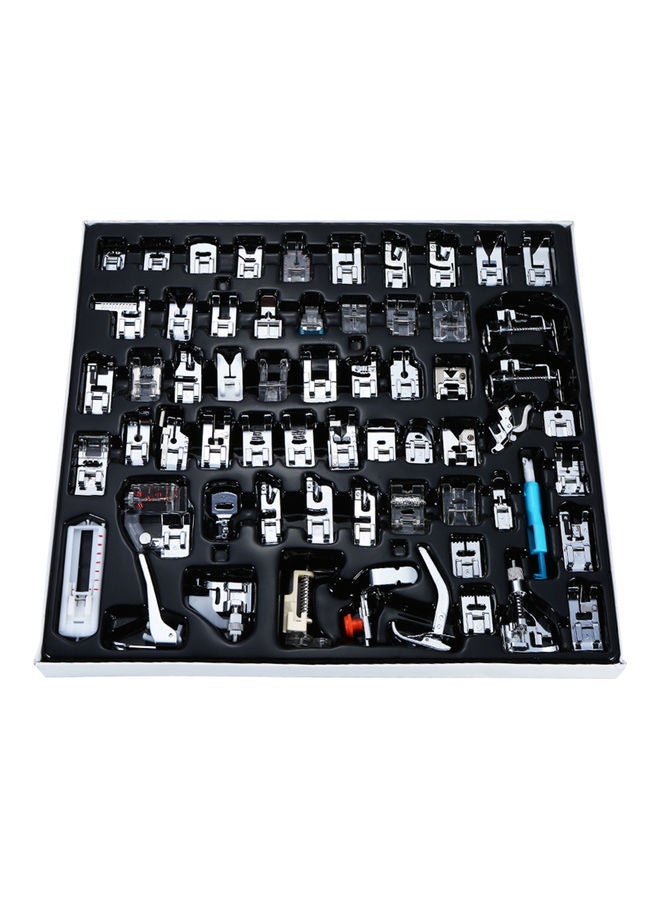 NIBEMINENT 62-Piece Professional Domestic Sewing Machine Presser Foot Set Silver/Black/Blue  - Image 1