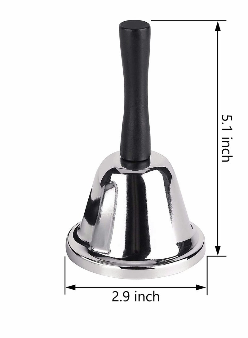 KASTWAVE Loud Hand Bell, Silver Steel Hand Bells for Adults, Dinner Bells for Inside Classroom Bell, for Food Line, Alarm, Jingles, Ringing - Image 5