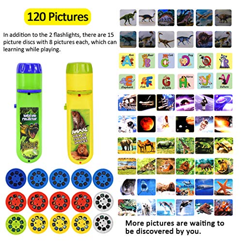 Yeelan 2PCS Projector Torch Projection Light Torches lamp Flashlight Dinosaur Sea Animals Space Animal 26 Letter Educational Learning Bedtime Night Light for ChildKids 120 Images 5 Themes - Image 5