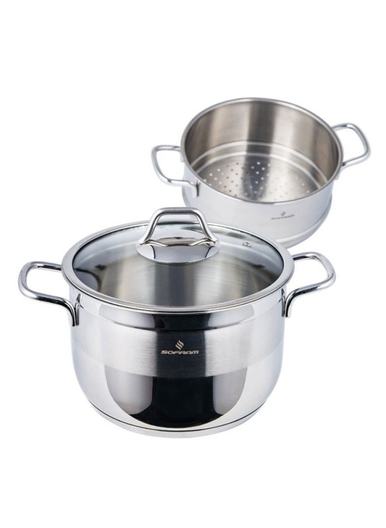 Sofram Sofram steel steam pot size 26cm with glass lid  - Image 2
