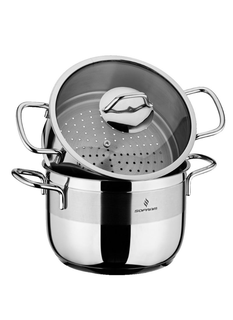 Sofram Sofram steel steam pot size 26cm with glass lid  - Image 1