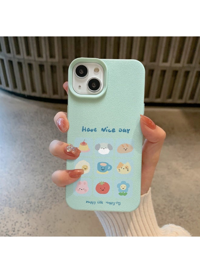 NIBEMINENT Cake Cat Dog Protective TPU Case Cover For iPhone 15 Pro, Light Blue