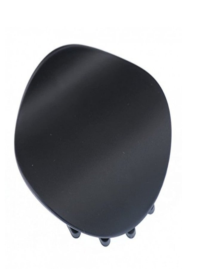 Parcelona French Onde Round Black Matte Finished Celluloid Side Slide in Secure Grip Hair Updo Yoga Hair Claw Clip Clamp Clutcher - 2 3/4 Inch - Image 1