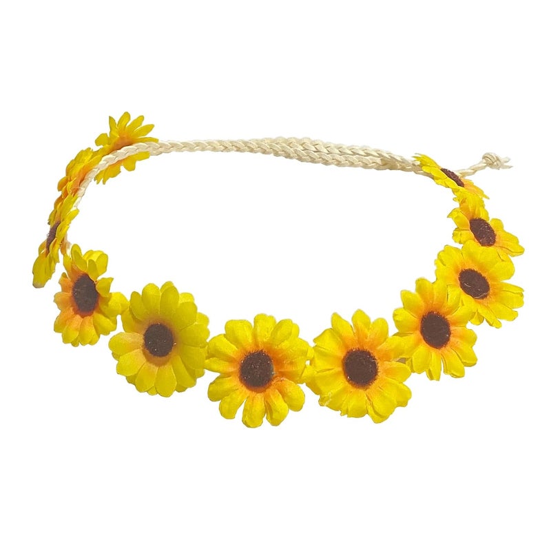 zYoung Sunflower Crown Hippies Daisy Hair Wreath Bridal Headpiece Photo Props yellow