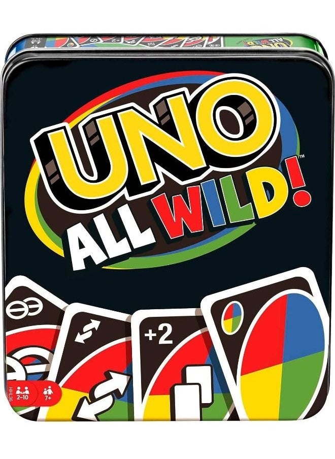 All Wild Family Card Game in a Collectible Storage Tin, Family Night Game Where All Cards Are Wild for 2-10 Players, 7+Years Old