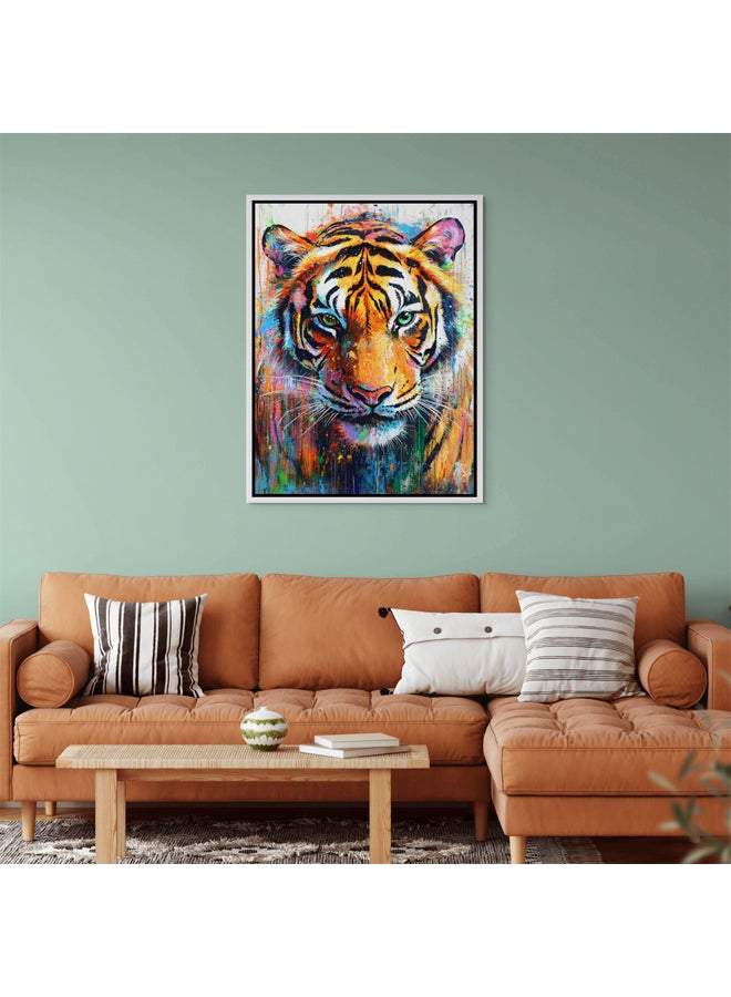 Art Decor Art Decor Framed Canvas Wall Art of Tiger Painting Print Portrait Pop Art Wild Animal Colorful Jungle Wall Décor for Office Home Living Room Bedroom Home Décor Gifting  - Image 2