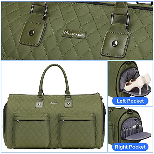 Modoker Womens Convertible Garment Bags for Travel, Modoker Waterproof Carry On Garment Bag Garment Duffel Bag - 2 in 1 Hanging Suitcase Suit Travel Luggage Bag, Green - Image 4