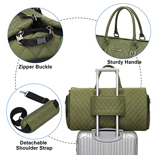 Modoker Womens Convertible Garment Bags for Travel, Modoker Waterproof Carry On Garment Bag Garment Duffel Bag - 2 in 1 Hanging Suitcase Suit Travel Luggage Bag, Green - Image 5