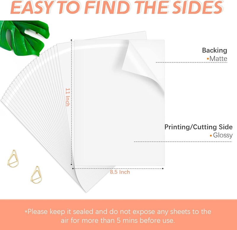 HTVRONT Printable Vinyl Sticker Paper - 8.5"x11" Glossy White printable vinyl for inkjet printer 25Pcs - Dries Quickly and Holds Ink Beautifully - Image 2
