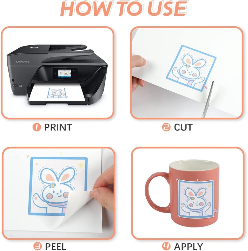 HTVRONT Printable Vinyl Sticker Paper - 8.5"x11" Glossy White printable vinyl for inkjet printer 25Pcs - Dries Quickly and Holds Ink Beautifully - Image 5