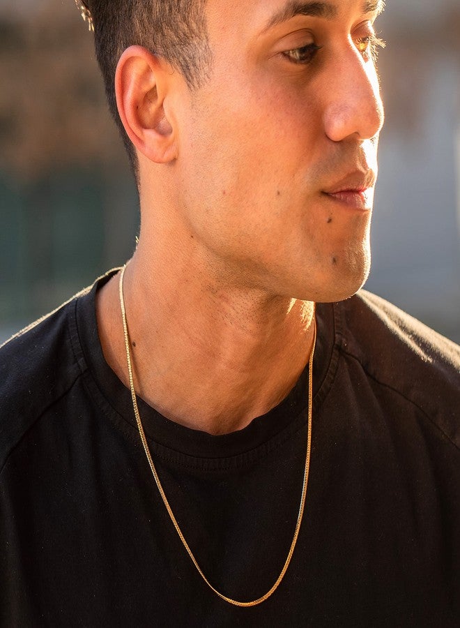 LIFETIME JEWELRY Crushed Herringbone Chain Necklaces for Women and Men 24k Gold Plated (30 inches, 2.5mm, Gold) - Image 3