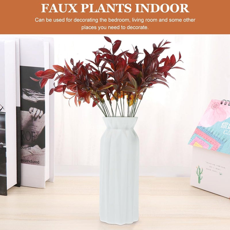 20pcs Faux Green Leaf Stems Artificial Plants for Indoor Wall Decor, Plastic Simulation Plant DIY Materials, Home Office Decorative Foliage - Image 3