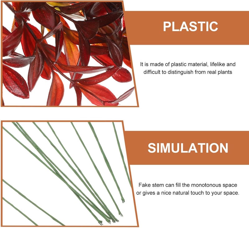 20pcs Faux Green Leaf Stems Artificial Plants for Indoor Wall Decor, Plastic Simulation Plant DIY Materials, Home Office Decorative Foliage - Image 2