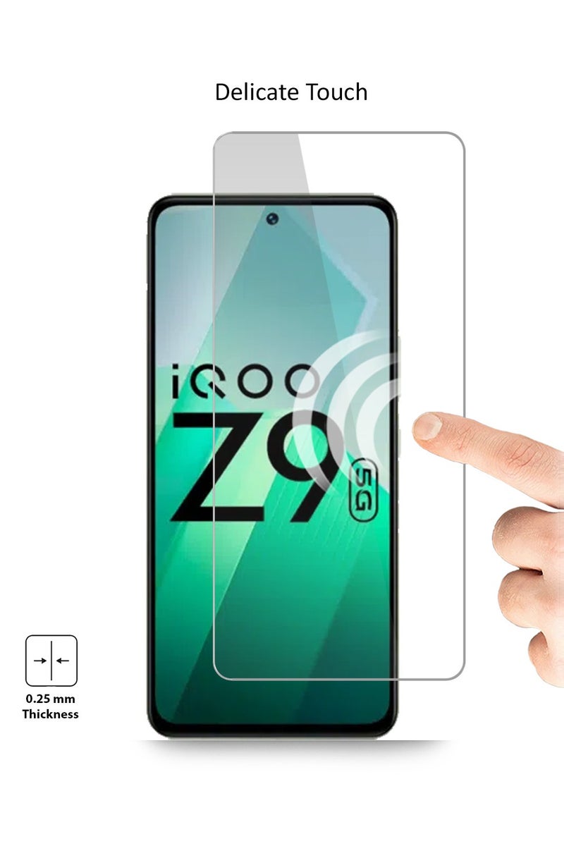 Techie حماية شاشة زجاجية مقسّاة HD لجهاز Vivo iQOO Z9 5G - مضادة للانعكاس ومضادة للفقاعات بصلابة 9H وسمك 0.33 مم وحواف مدورة وسهولة في التركيب - Image 4