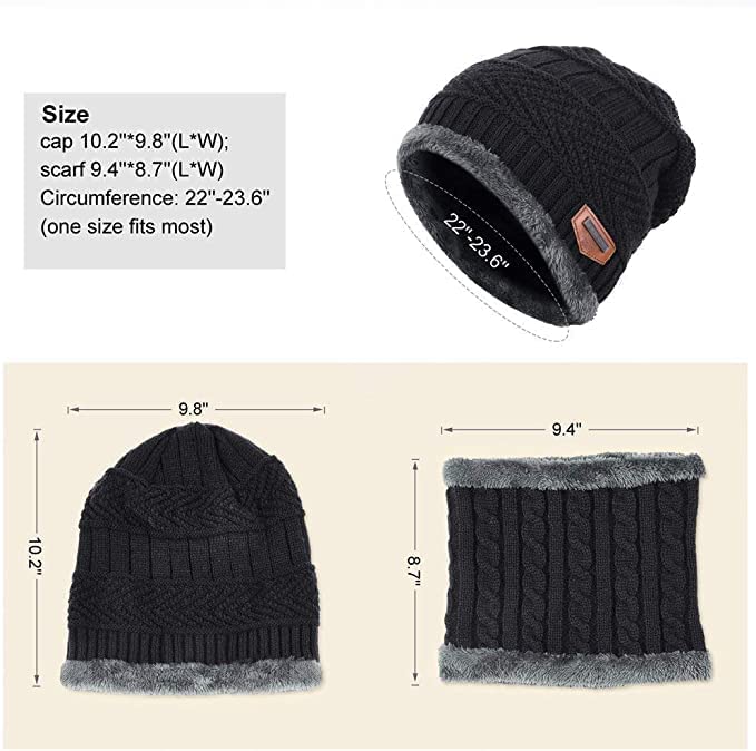 HUBTURE Wool Beanie Cap & Neck Warmer Set – Winter Cap & Muffler for Men & Women | Soft Knit Woolen for Cold Weather, Stylish & Warm - Image 5