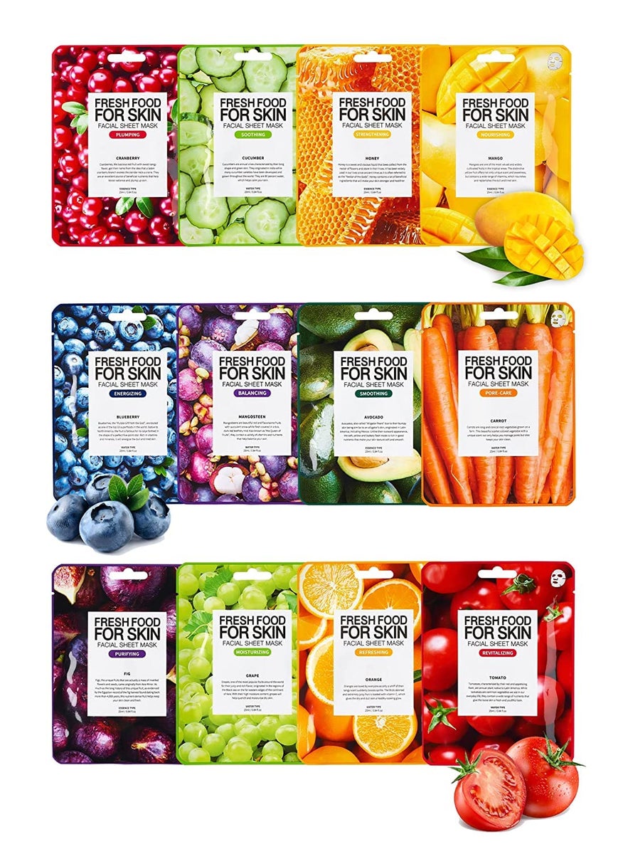 FARMSKIN FARMSKIN Organic Face Mask 12 pcs  Hydrating Moisturizing Brightening Soothing CrueltyFree 