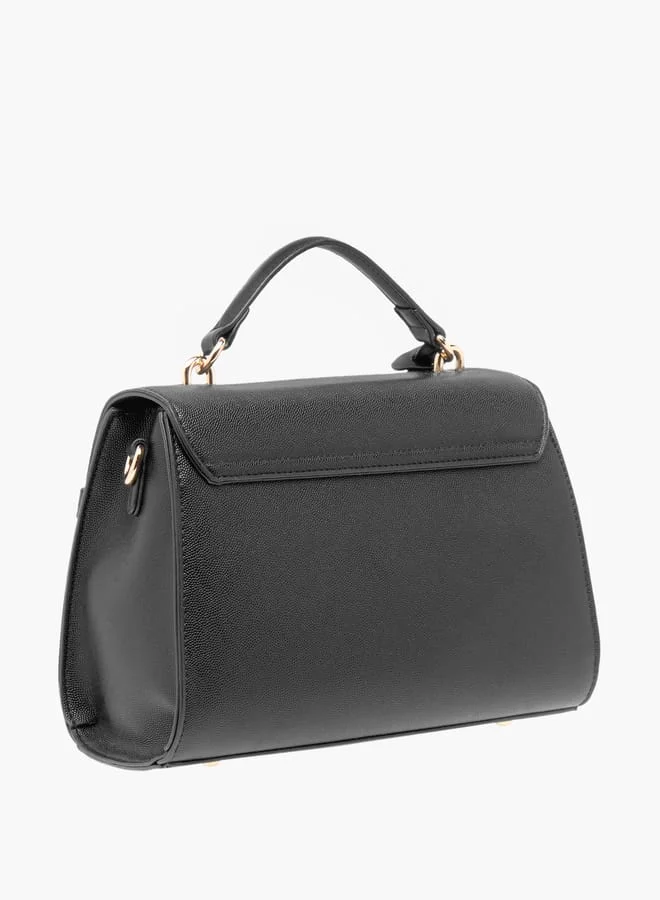 Flora Bella By Shoexpress Women Solid Satchel Bag with Detachable Strap and Flap Closure