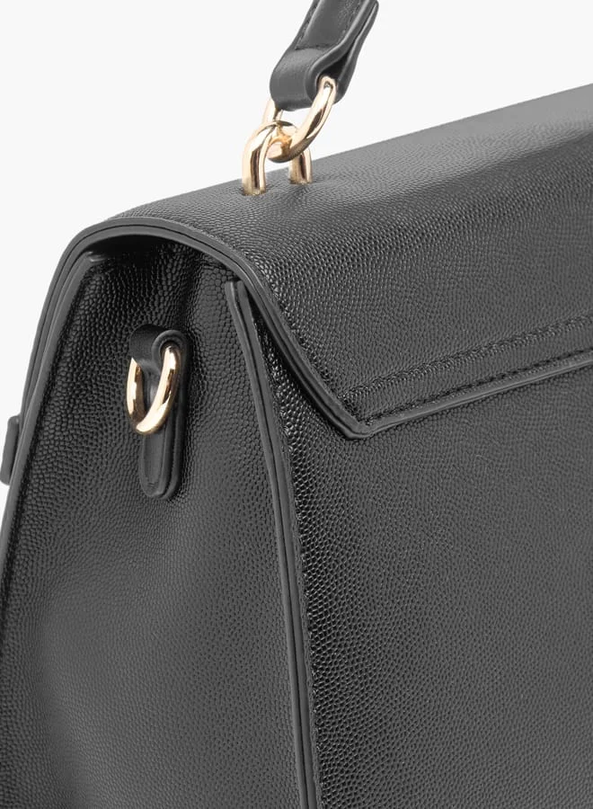 Flora Bella By Shoexpress Women Solid Satchel Bag with Detachable Strap and Flap Closure