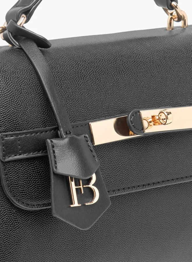 Flora Bella By Shoexpress Women Solid Satchel Bag with Detachable Strap and Flap Closure