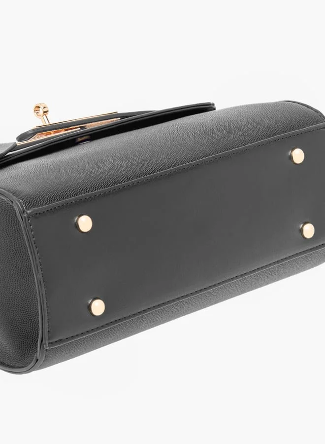 Flora Bella By Shoexpress Women Solid Satchel Bag with Detachable Strap and Flap Closure