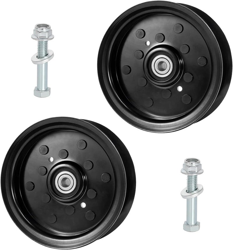 Sutmorly (2 Pack 532196106 Idler Pulley for Craftsman Mower - Flat Idler Pulley Fit for Husq Ariens Sears Poulan Riding Lawn Mower Tractor with 42" 46" 48" 54" Deck, Replace AYP 197379, 196106 - Image 1