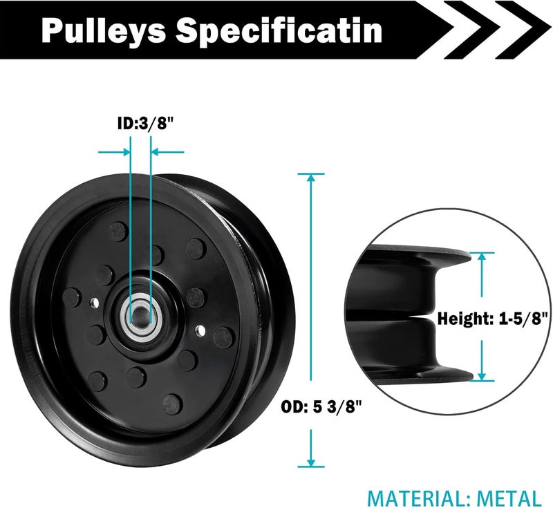 Sutmorly (2 Pack 532196106 Idler Pulley for Craftsman Mower - Flat Idler Pulley Fit for Husq Ariens Sears Poulan Riding Lawn Mower Tractor with 42" 46" 48" 54" Deck, Replace AYP 197379, 196106 - Image 2
