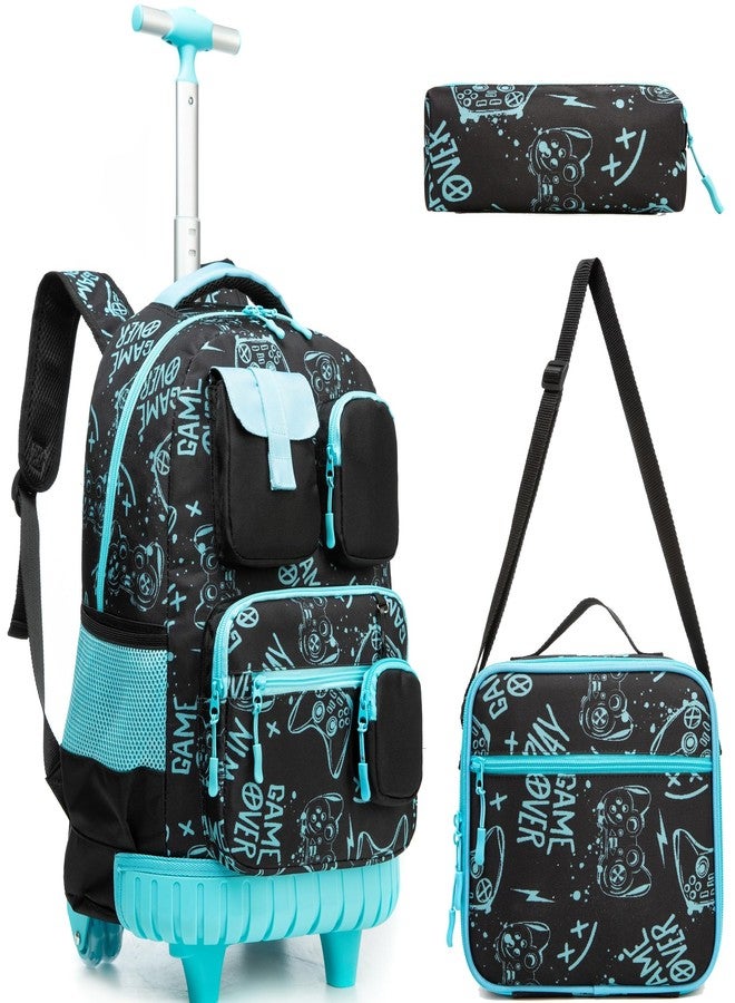 Meetbelify Rolling Backpack for Girls Carry on Luggage with Wheels Kids Suitcases for Girls Ages 8-10 with Lunch Box for Elementary School 18inch 3 in 1 Rolling Backpack Back to School Supplies - Image 1