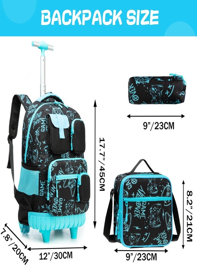 Meetbelify Rolling Backpack for Girls Carry on Luggage with Wheels Kids Suitcases for Girls Ages 8-10 with Lunch Box for Elementary School 18inch 3 in 1 Rolling Backpack Back to School Supplies - Image 2