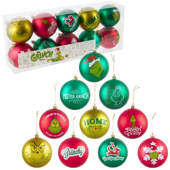 Tree Baubles Christmas Decorations Pack of 10 Festive Hanging Ornament Xmas Gifts