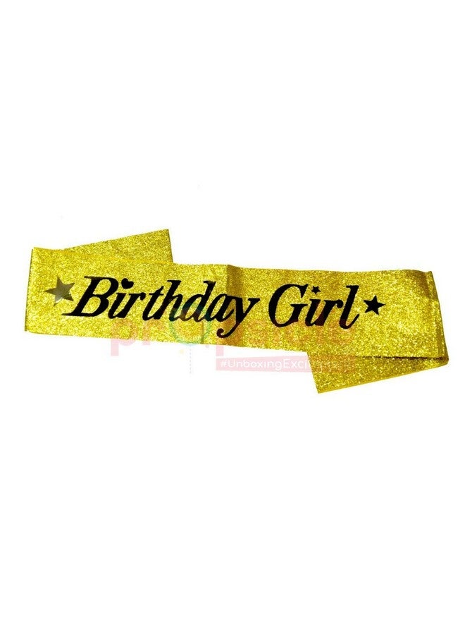 Propsicle Golden Birthday Girl Sash & Birthday Girl Crown Tiara Golden Birthday Party Decoration Girl Head Band Combo - Pack of 2 - Image 3
