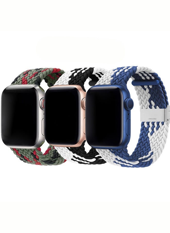 CATANES 3 Packs Replacement Band for Apple Watch Band 38mm 40mm 41mm (42mm Series 10) – Nylon Braided Elastic Band - Image 2